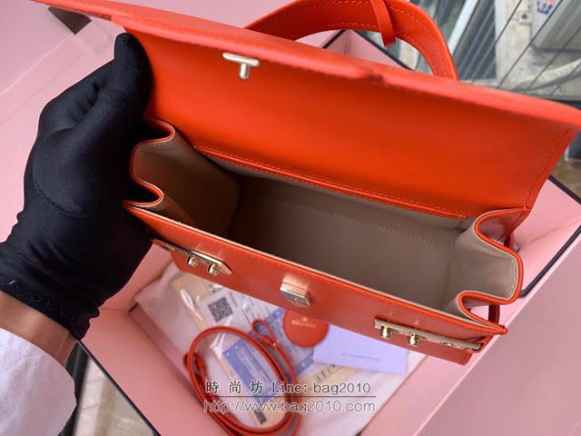 DELVAUX女包 比利時品牌 Tempete手袋 柔軟牛皮 德爾沃女手提包 Mini號手拎包 TP0020橙紅  fcs1221
